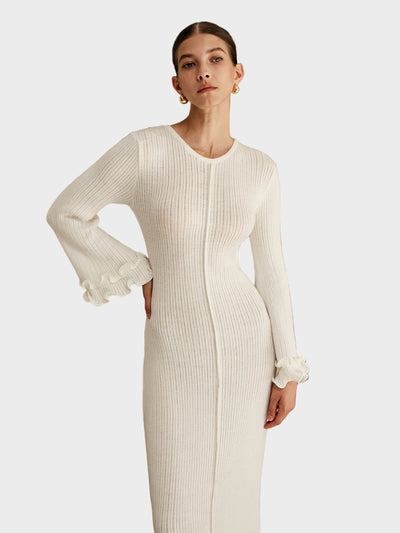 Adela - Pletena haljina s volanima i vezicom