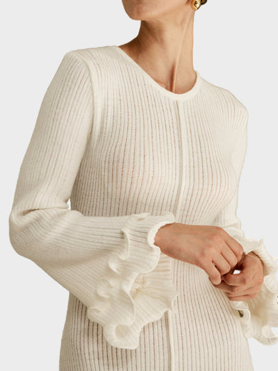 Adela - Pletena haljina s volanima i vezicom