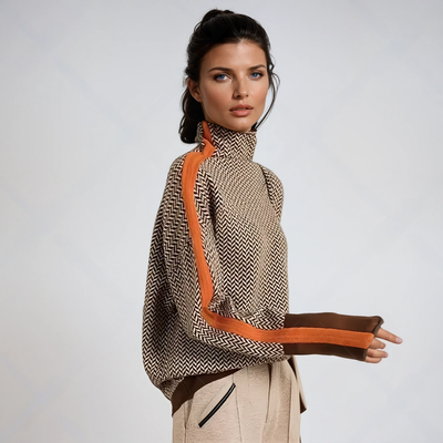 Marieke | Suéter de cuello alto con llamativas rayas contrastantes