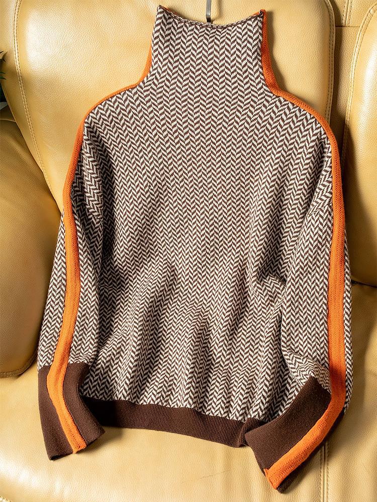 Marieke | Suéter de cuello alto con llamativas rayas contrastantes