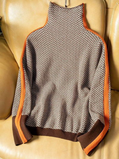 Marieke | Suéter de cuello alto con llamativas rayas contrastantes