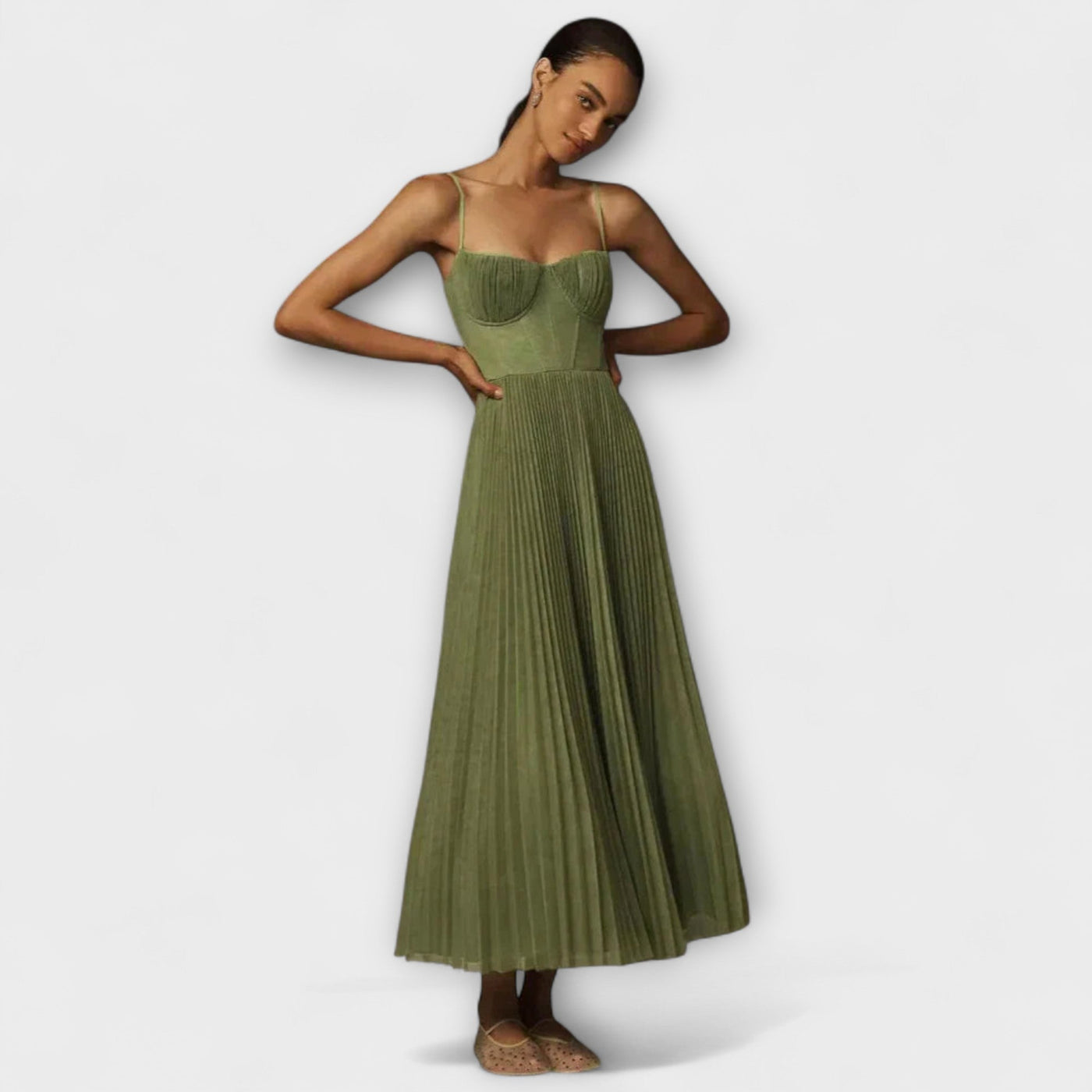 Cloe – Vestido midi plisado